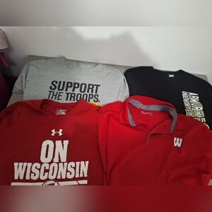 Mens Plus Size Under Armour and Wisconsin T-Shirts Bundle, Size 2xl